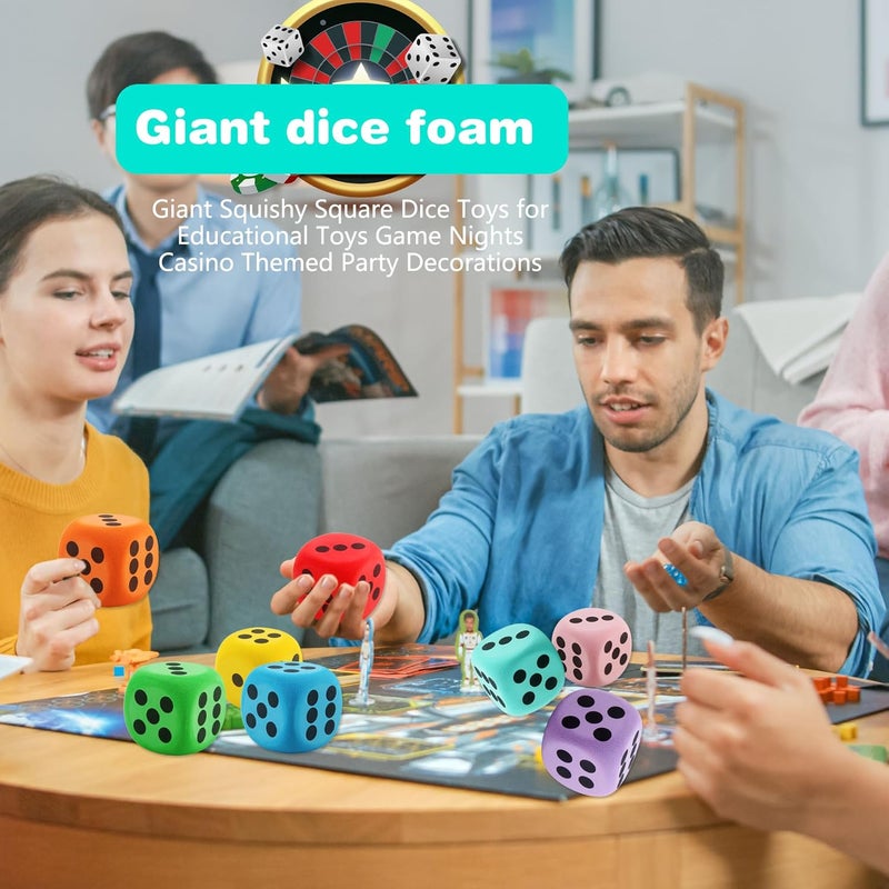 Cotiny 32 Pack 2.36 Inch Large Dice Set Colorful Giant Dice EVA Foam Jumbo Dice for Classroom Math Teaching Game Casino Halloween Party, 8 Colors - Image 3